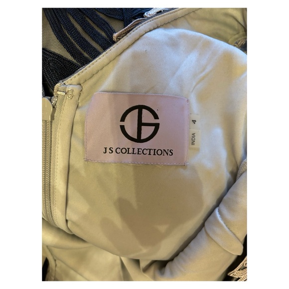 NWOT BHLDN JS Collections Soutache Leaf Embroidered Gown In Navy and Grey Size 4 - Picture 14 of 15